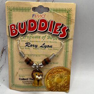 Vintage FIMO Buddies Rory Lyon Lion Pendant Necklace NEW 1997